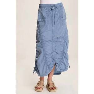 XCVI Light Blue Ruched Midi Skirt